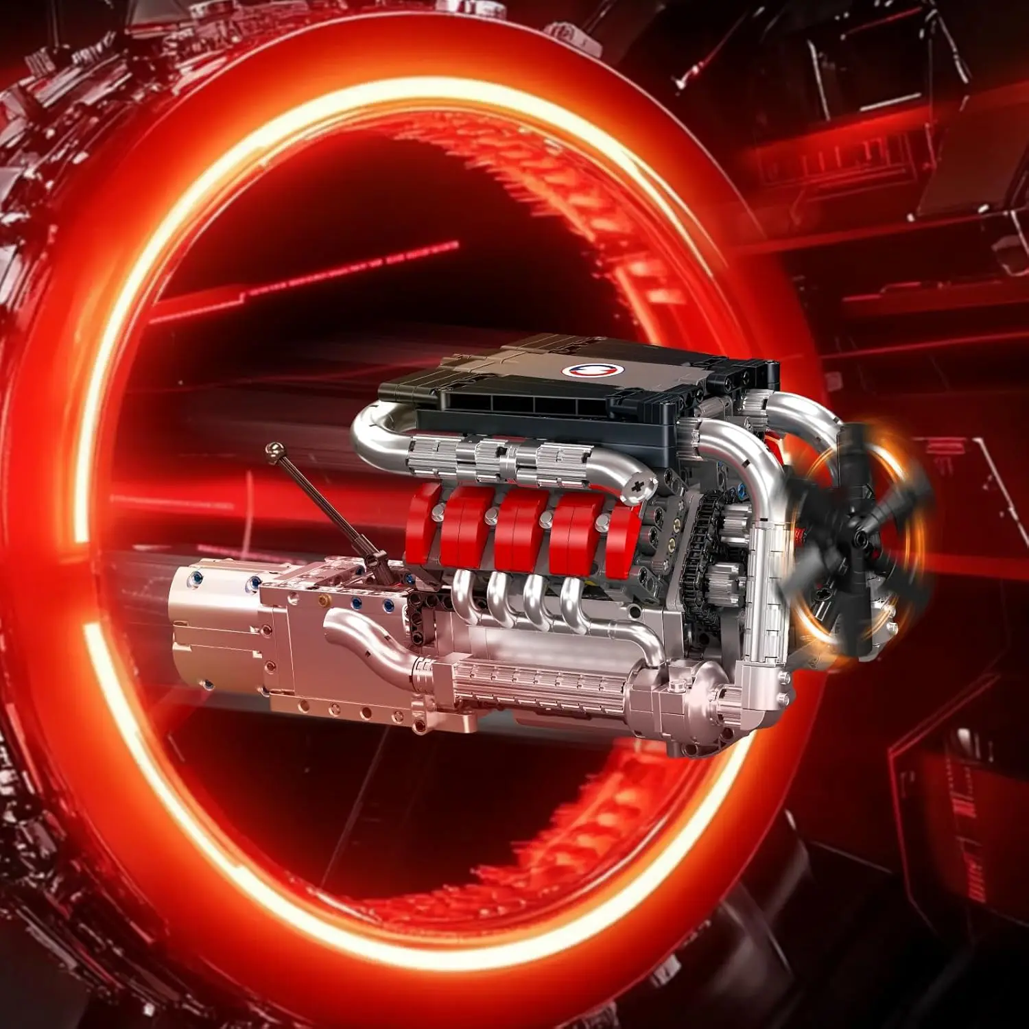 Conjuntos de blocos de construção de motor V8, kit de modelo de motor que executa, construir seu próprio modelo de motor STEM, modelo de experimento de ciências físicas