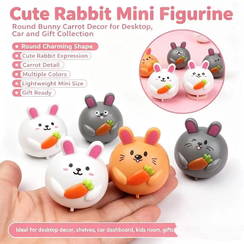 5Pcs Rabbit Carrot Pull Back Car Toy Set Cute Easter Gift Baby Shower Pinata Fillers Kids Party Favors Supplies