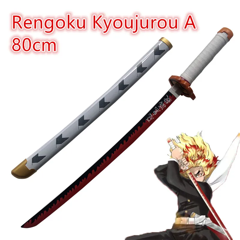  Sword Weapon  Rengoku Kyoujurou Cosplay Sword 1:1 Anime Ninja Knife wood toy 80cm