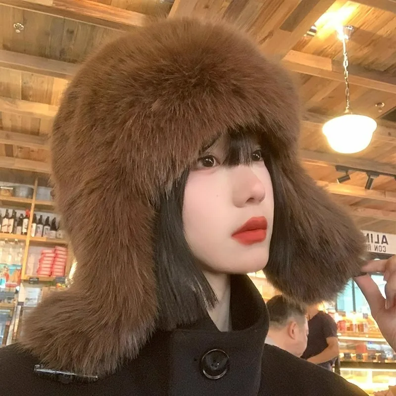 الشتاء رقيق أفخم الفراء قبعة المرأة الكورية INS سدادات حماية الأذن يندبروف الدافئة القبعات منفذها قبعة الفتيات رقيق رشاقته إيرفلاب قبعات