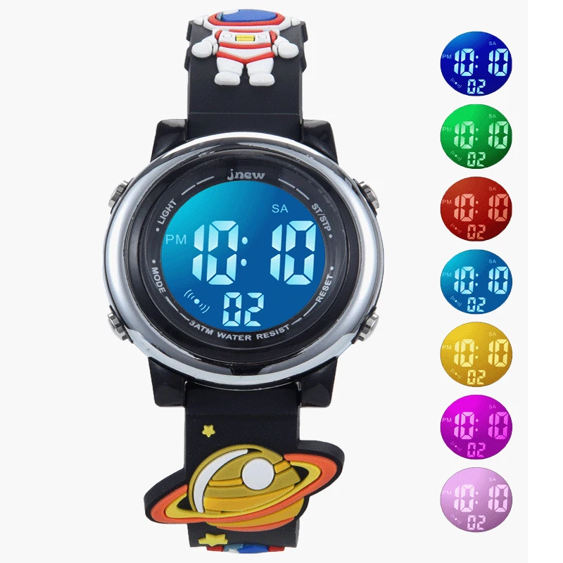 Children's electronic watch, children's cartoon, sports, leisure, waterproof alarm clock, astronaut planet Reloj gift C11