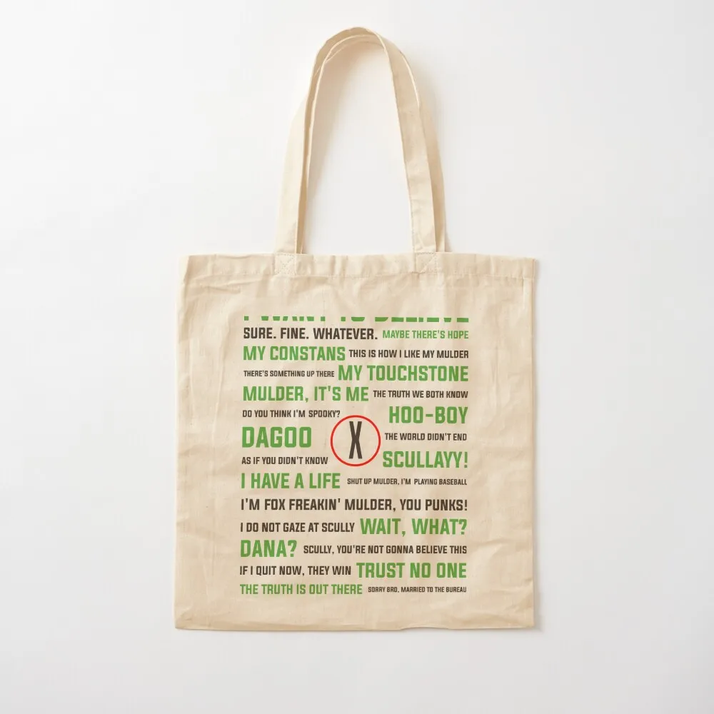 

The X-Files Quotes - UNIQUE! Tote Bag shopping cart bags reusable grocery bags Shopper Canvas Tote Bag