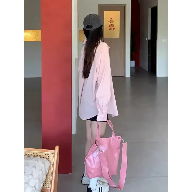 Coreia ins sacola de grande capacidade senso de avançado ir para trabalhar viajando rosa um ombro crossbody saco balde