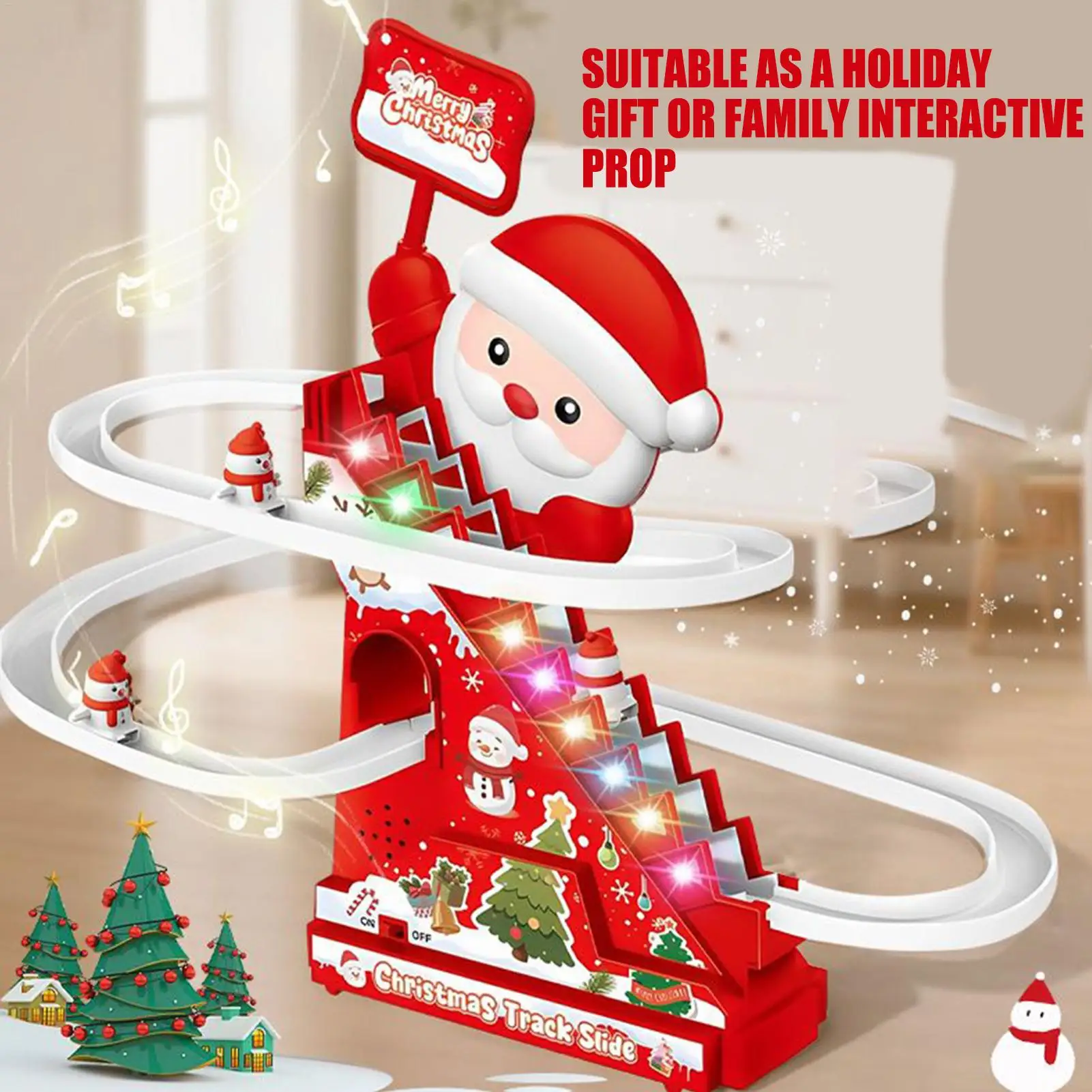 Santa Climbing Toy Santa Electric Slide Climbing Toys Electric Snowman Coaster With Light Music Track Activity For Boys Girls