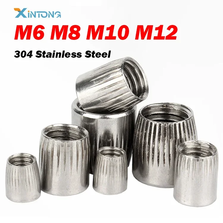 304 Stainless Steel Conical Nuts M6 M8 M10 M12 Cone Nut Knurled Implosion Expansion Screw Cap Thread Nut