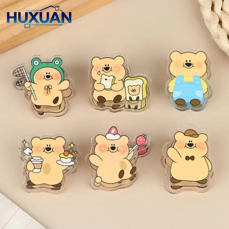 6Pcs Cartoon Bear Clips Cute Animal Stationery Organizer Clips Multifunctional Sealing Bookmark Clips for School Office Home