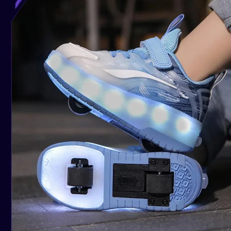 أحذية دوارة للأولاد والبنات بإضاءة LED لشحن USB للأطفال أحذية تزلج كاجوال أحذية رياضية للأطفال أحذية رياضية