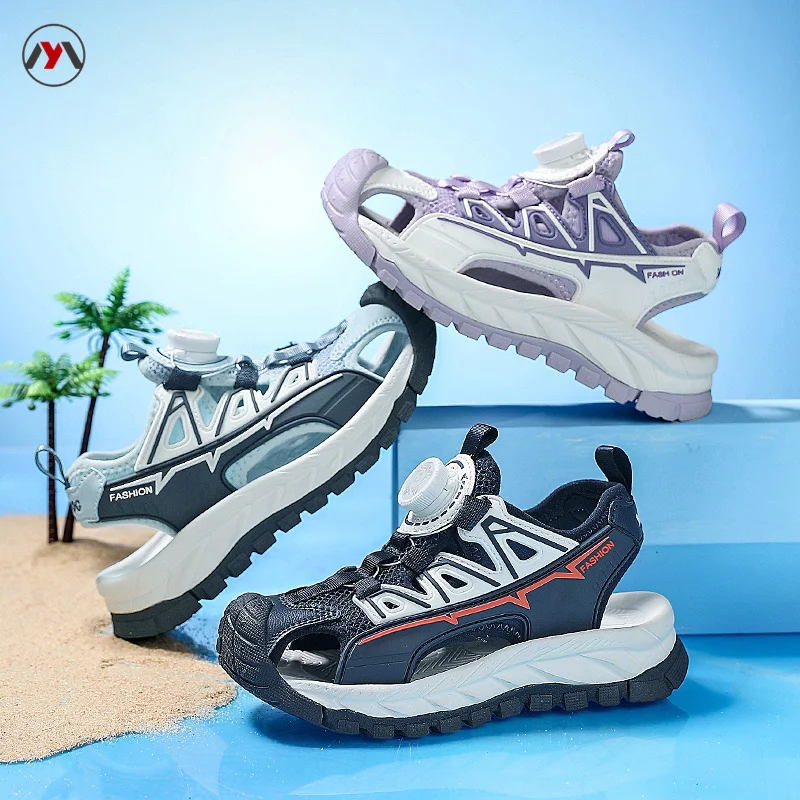 Summer Children Sneakers Breathable Running Shoes New  Swivel Buckle Kids Sport Shoes Outdoor Casual Trainers