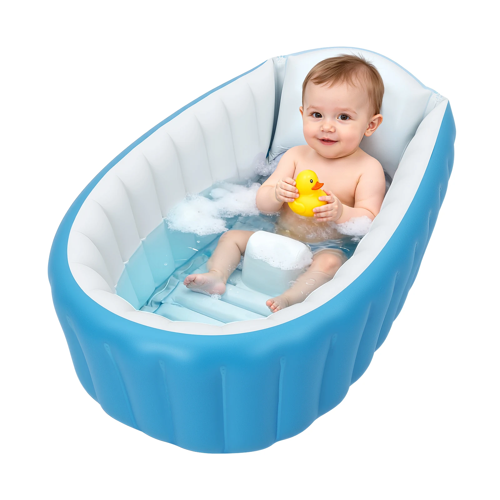 Vasca da Bagno Gonfiabile Pieghevole per Bambini, Piscina per Neonati con Pompa e Kit di Riparazione, Vasca Portatile per Bambini per Casa e Viaggi
