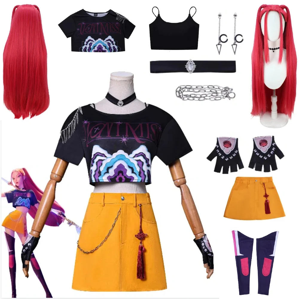 

Demon Mira Hunters Cosplay Kpop Mira Costume Kpop Demon Hunters Women Stage Performance Party Role Play Girl Uniform Wig