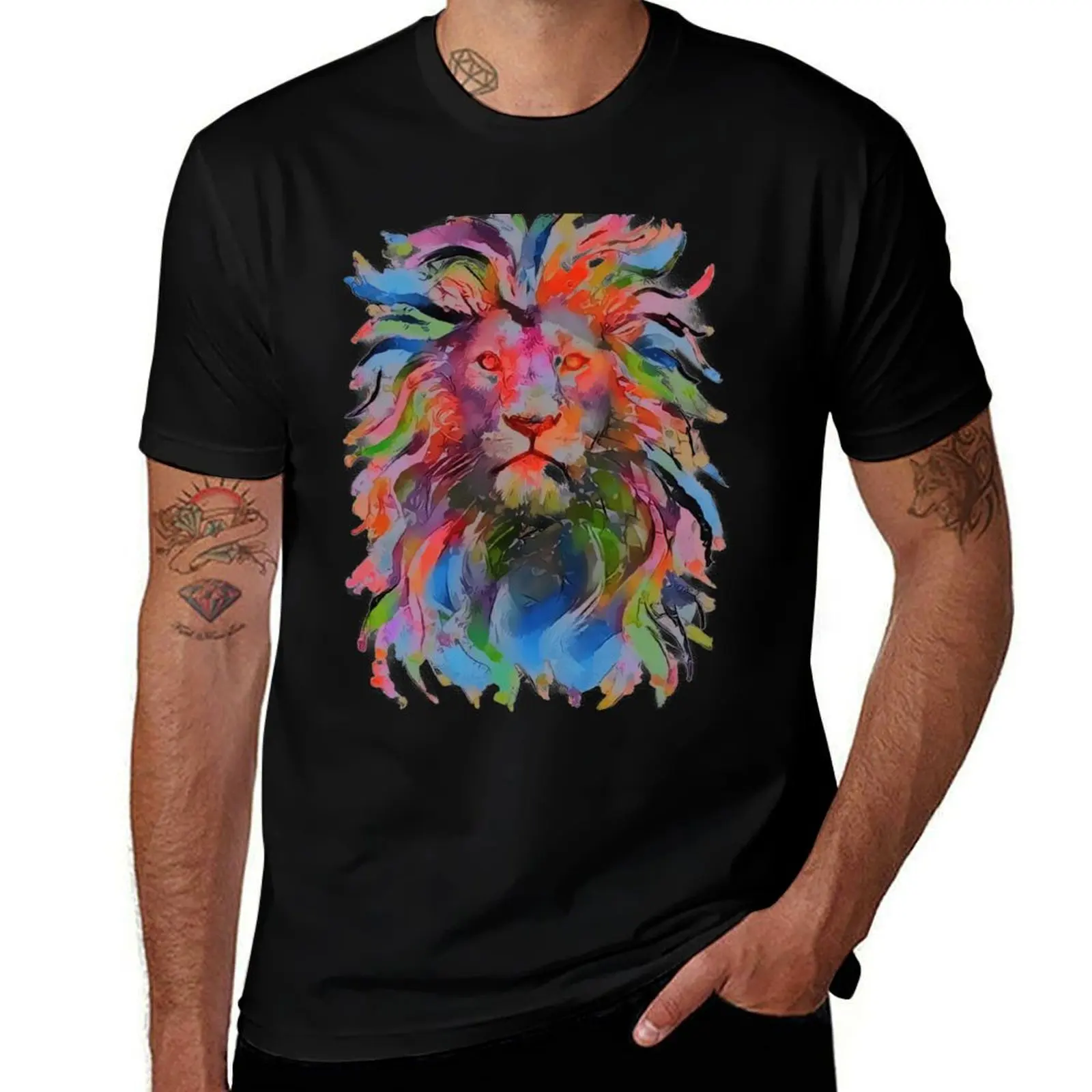 

Lion Colorful Arts T-Shirt t shirt man designer man t shirt luxury cotton tshirt 100% T-shirt