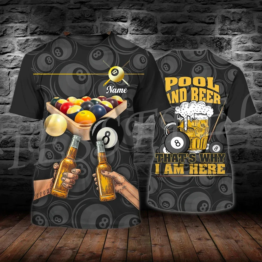 اسم مخصص الرياضة البلياردو لاعب الكرة الوشم ريترو الصيف Harajuku 3DPrint الشارع الشهير تي شيرت للجنسين س الرقبة قصيرة الأكمام F6 #6