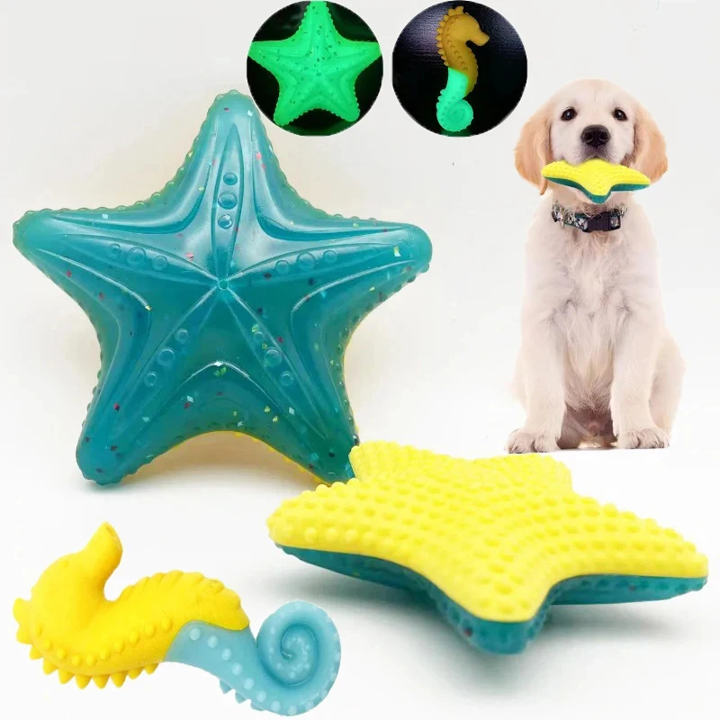 Luminous Starfish Dog Produce Sound, Grind Teeth, Resist Biting, Float In Water, Freeze Large Small Dogs Rubber TPR Toy Products