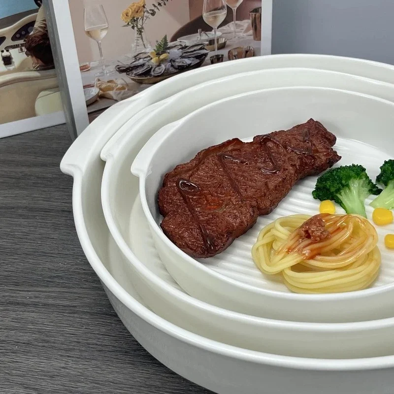 Oval White Ceramic Oven Porcelain Kitchen Set Small Baking Pan