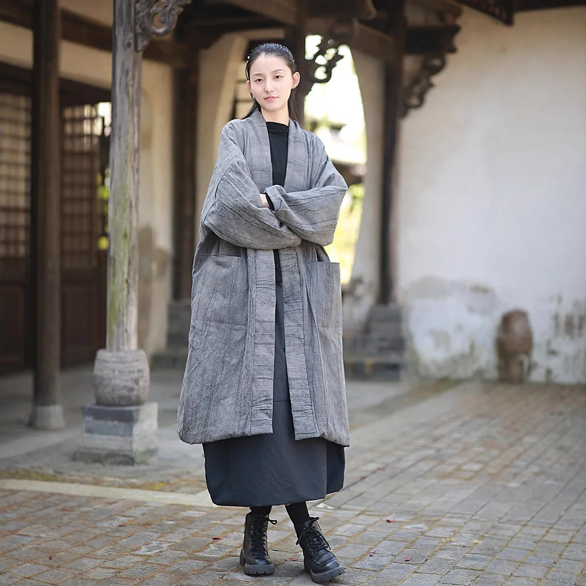 Abbigliamento donna di lusso in cotone e lino Cappotto in cotone trapuntato vintage letterario allentato originale Ramie Tie-Dye Capispalla fresco ispirato allo Zen