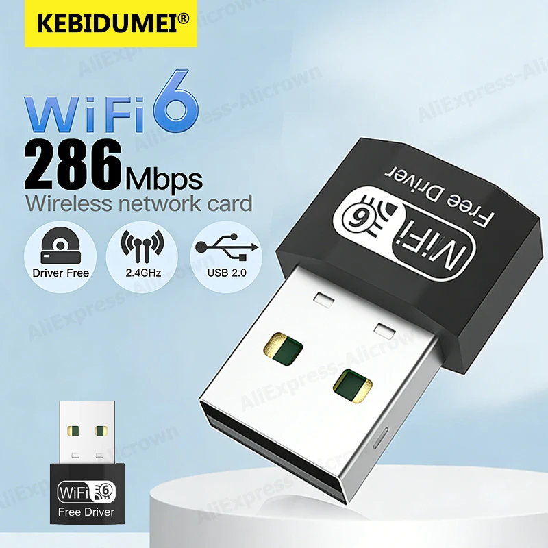 KEBIDUMEI 300Mbps Wireless USB Wifi Adapter 2.4GHz Mini USB WiFi6 Dongle Network Card Driver Free 150M Receiver For PC Laptop