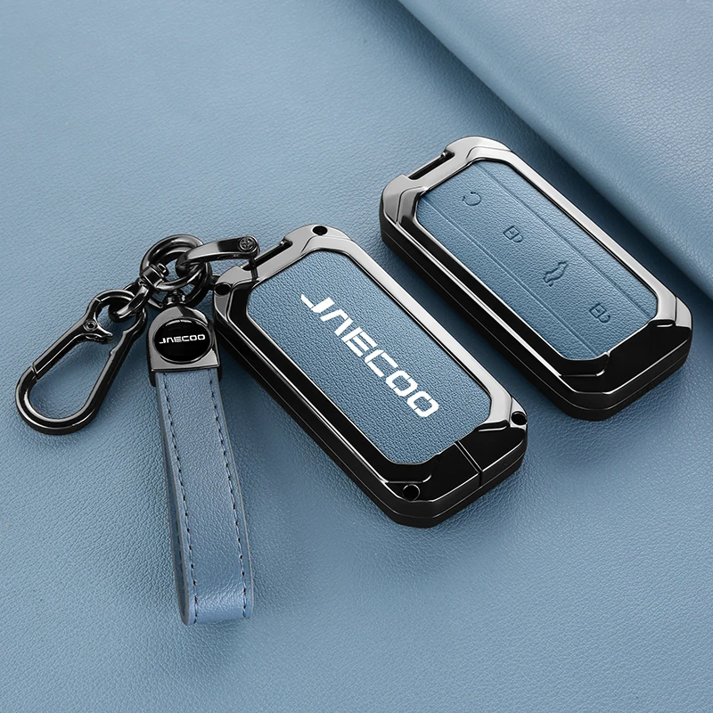 Capa de Chave de Carro em Liga de Zinco e Couro para Chery Jaecoo J5 J7 2025 2026, Estojo Protetor de Chave, Acessórios Automotivos