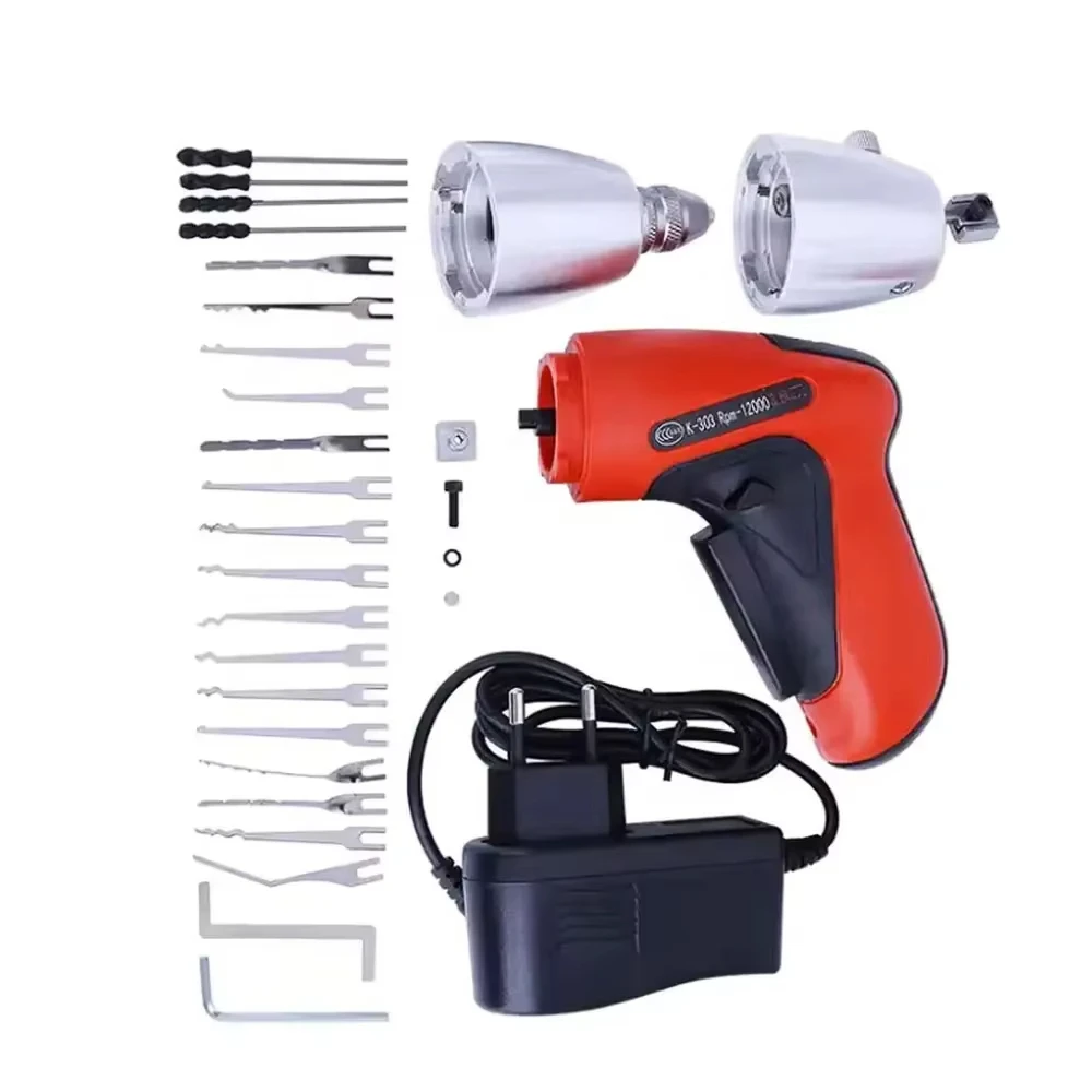 KLOM Locksmith Tools Rechargable Cordless Electric Electronic Lock Gun Drill Lock Tool Kit Full Sets