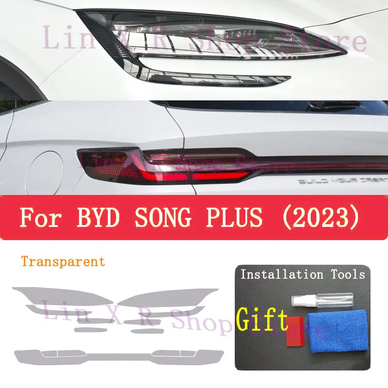 For BYD SONG Plus Champion Version 2023 Car Exterior Headlight Anti-scratch Front Lamp Protective Film Cover Repair Accessories