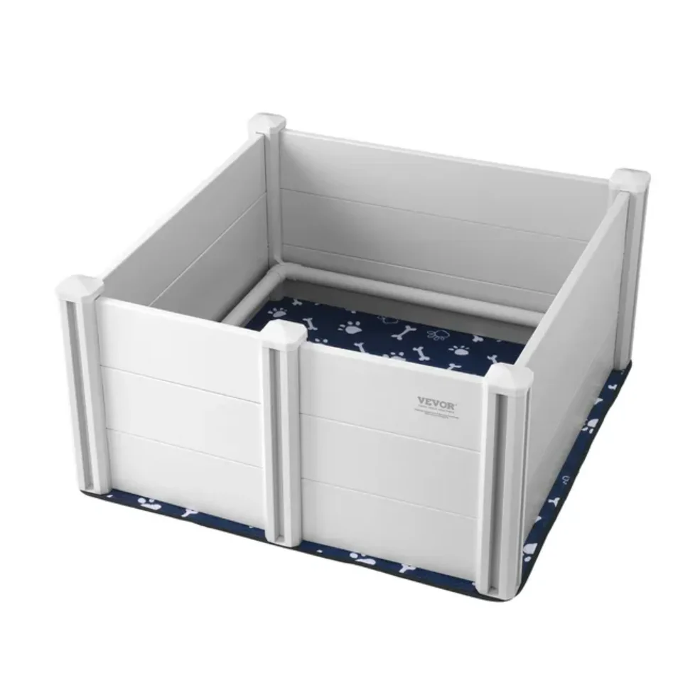 

VEVOR Dog Whelping Box 38.6x38.6x18.1in PVC with Rails Pee Pad for Dogs Puppies