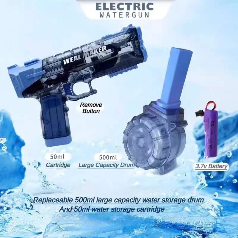 Pistola de água elétrica automática ao ar livre blaster de água para batalhas de piscina de verão pistola de brinquedo de alta capacidade presente para meninos adolescentes