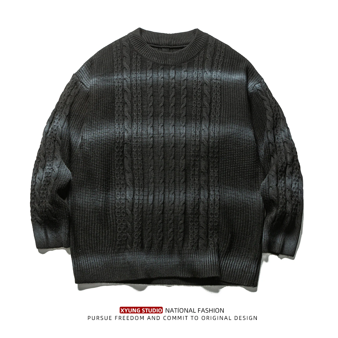 

Autumn Winter Thiened Warm round Ne Sweater Loose Couple Knitted Wear for Men And Women adient Striped Base irt