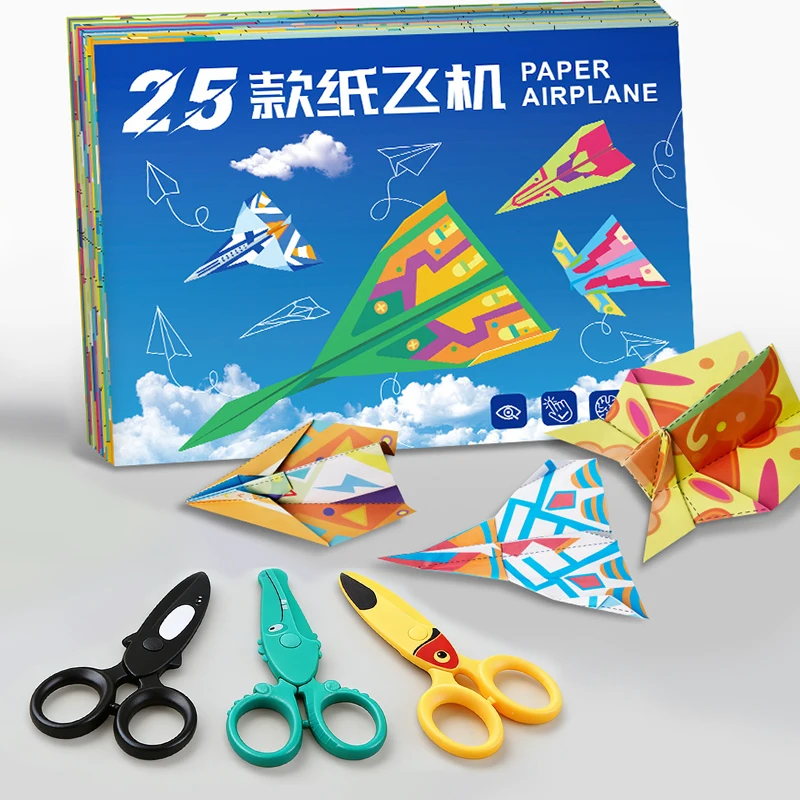 

1Sets Children Paper Airplane Origami Kit Papers Handmade Colored Paper Sets Montessori 3D Cartoon Versatile Paper Aircraft Toys