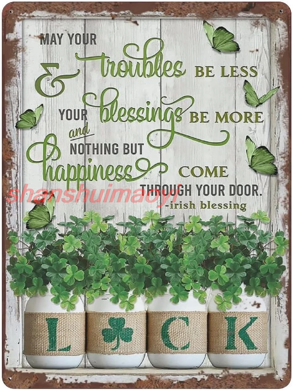 Zomyto Irish Blessing - May You Troubles Be Less Your Blessings Be More Retro Tin Sign Motivational Quote Metal Sign Vintag ALL