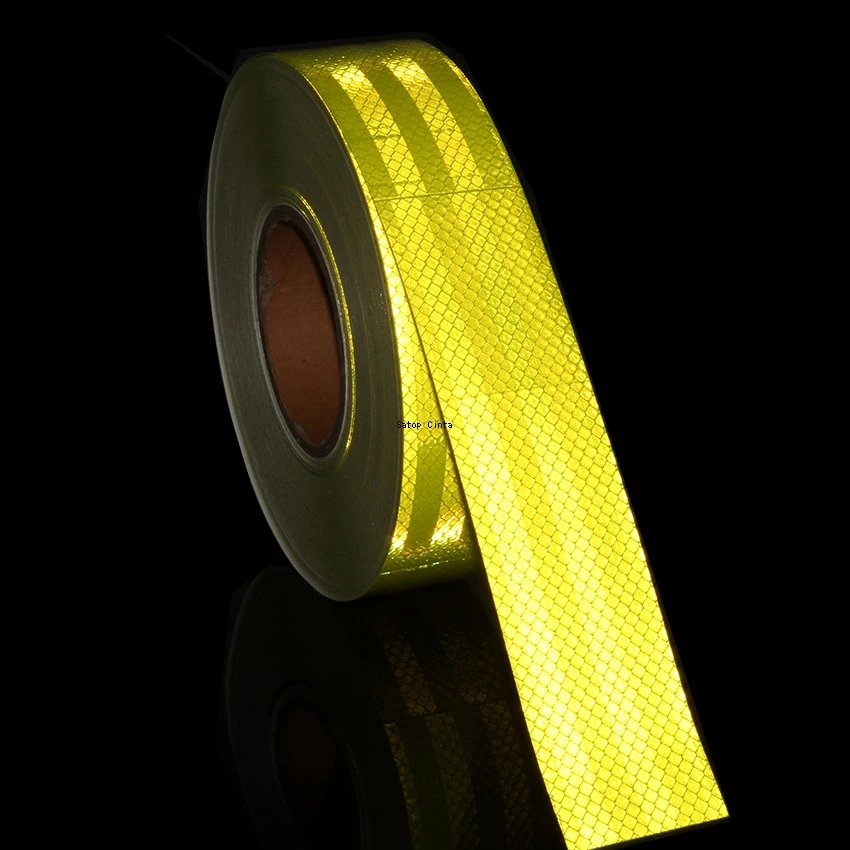 2.5cm/5cm/10cm Fluorescent Yellow Reflective Tape Giamond Grade Waterproof Strong Adhesive Safety Warning Reflector Car Sticker