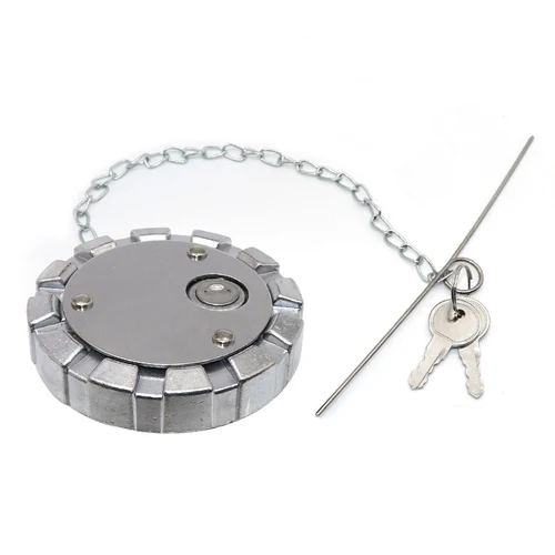 Imagen 1 del producto 572.1036 SNV 431089 Tapa de tapa de combustible diésel con bloqueo, aleación de aluminio plateada, compatible con Freightliner Kenworth Peterbilt Western Star