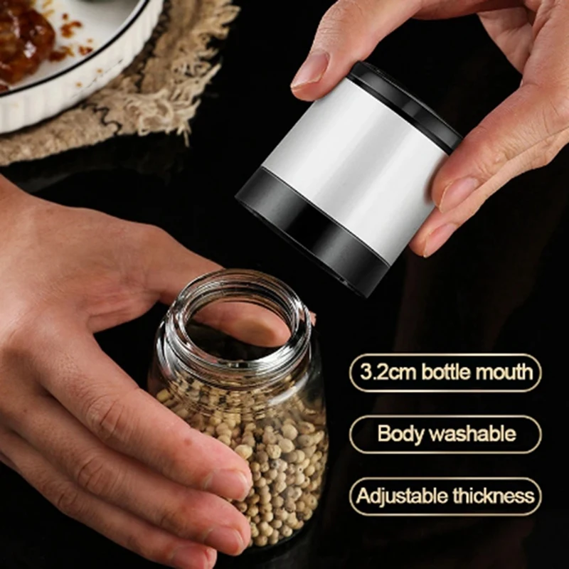 Manual Salt Pepper Grinder Transparent Glass Grinder Peppercorn Grinder Seasoning Bottle Kitchen Gadgets