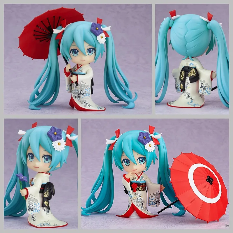 

10cmGSC Nendoroid #1427 Hatsune Miku Snow Kimono Ver Winter Yukata Anime Figure Movable Joints with 3 Face Plates & Rabbit Hairp