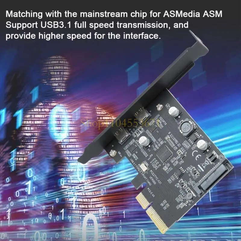 Best Seller 2-Port tipo C PCI-E Expansion Card PCI-Express 4x para USB 3.2 Adaptador Riser Gen