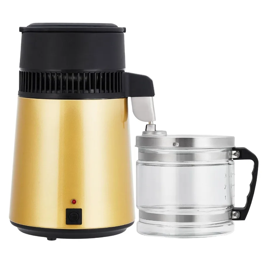 

4L Household Stainless Steel Countertop Water Distiller for Pure Drinking Water Gold Finish Portable Distilled Water Maker with