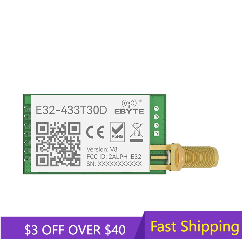 

LoRa TXCO 433MHz 1W Module E32-433T30D-V8 LoRa Module Transmitter UART 433T30D Long Range 8km Wireless rf Transceiver