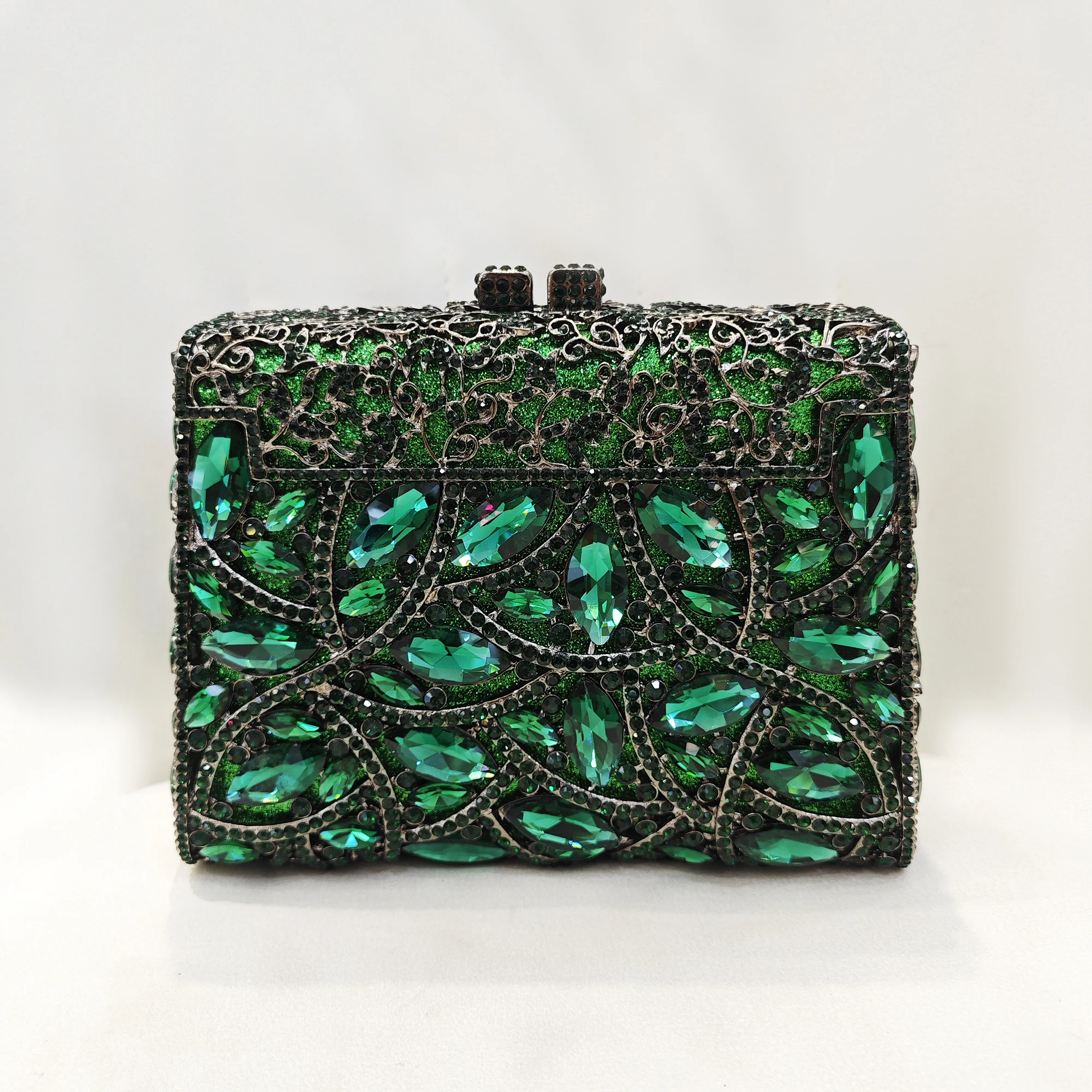 Big Stone Evening Bags Green/Blue Hard Metal Crystal Prom Dinner Clutches Red/Pink Rhinestone Wedding Clutch  Bridal Cocktail