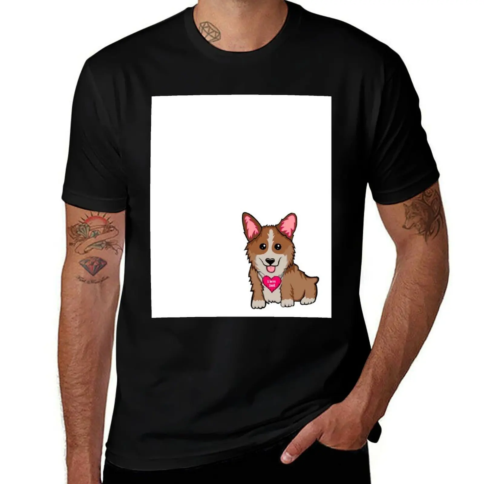 

SJ's Doodle Adventures: I Love You Cute Corgi Design T-Shirt printed t shirts for man T-Shirt