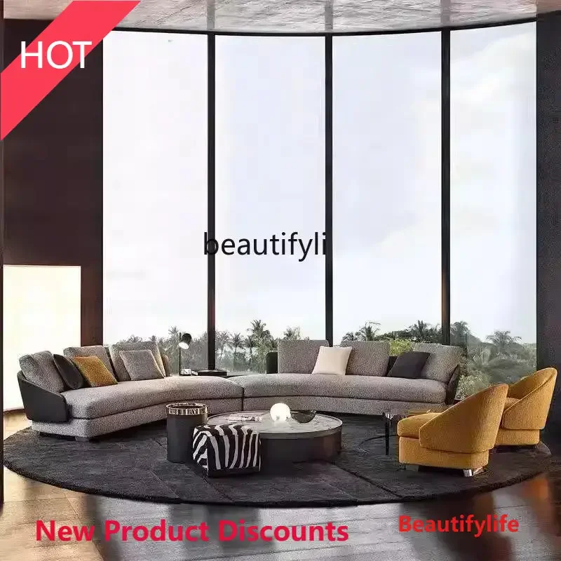 

a38 Italian minimalist light luxury semi-curved sofa, combined sofa, cotton and linen sofa