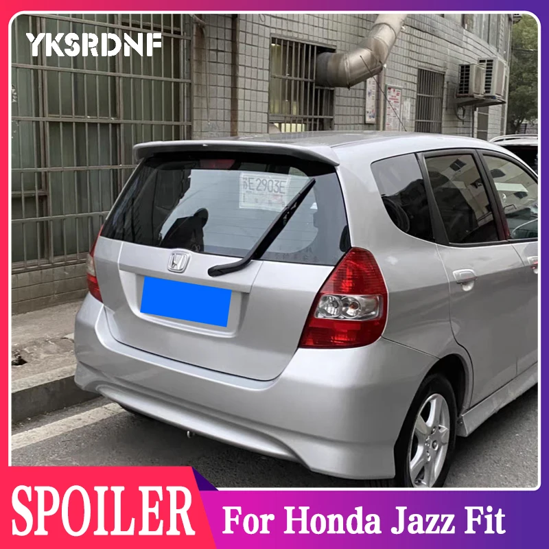 Use For Honda Jazz Fit 2004--2007 Year Roof Spoiler ABS Plastic Carbon Fiber Look Rear Trunk Wing Car Body Kit Accessories