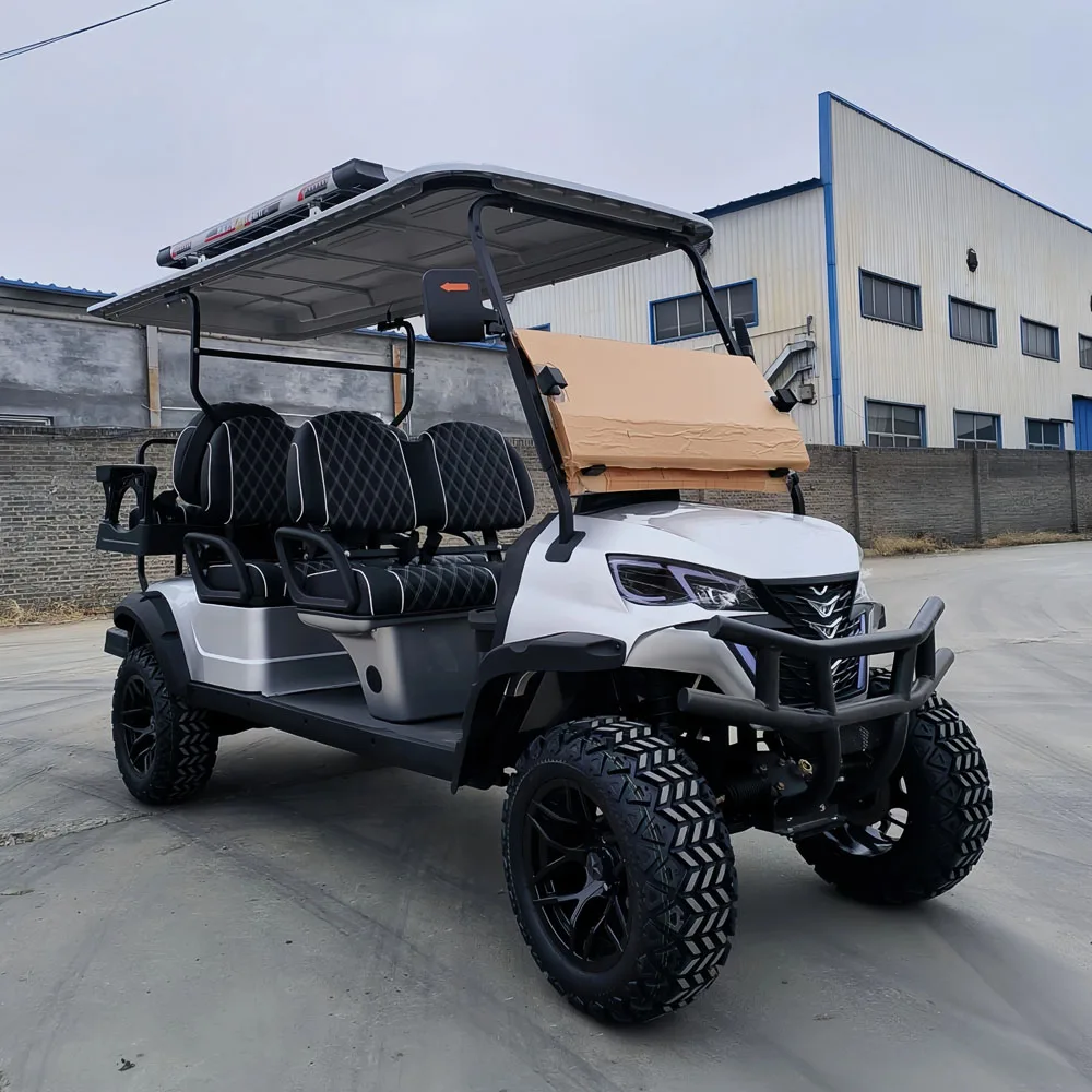 New Design 2+2 Seater Gas Electric Golf Cart Lead-Acid Battery and Lithium Battery Lifted Hunting Golf Cart with front bumper