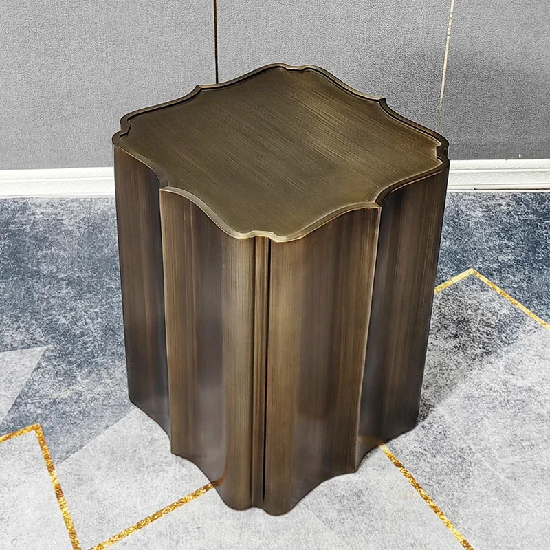 Luxury Stainles Steel Square Coffee Table Artistic Feel,Brushed Bronze Color,Home Living Room Sofa,Side Corner Tables Customized