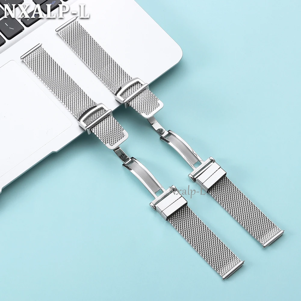 1.0 Mesh Milanese Watch Band 20mm 22mm for IWC Pilot Portuguese PORTOFINO Stainless Steel Watch Strap Folding Buckle for Omega view 6
