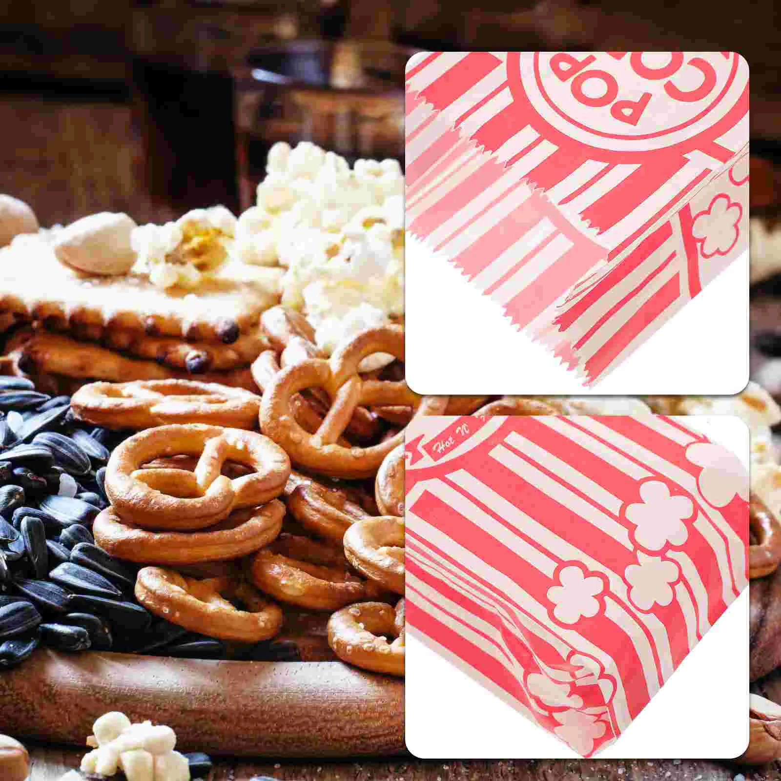 50 Pcs Pop Corn Machine Popcorn Paper Bag Small Bags Glass Individual Servings of