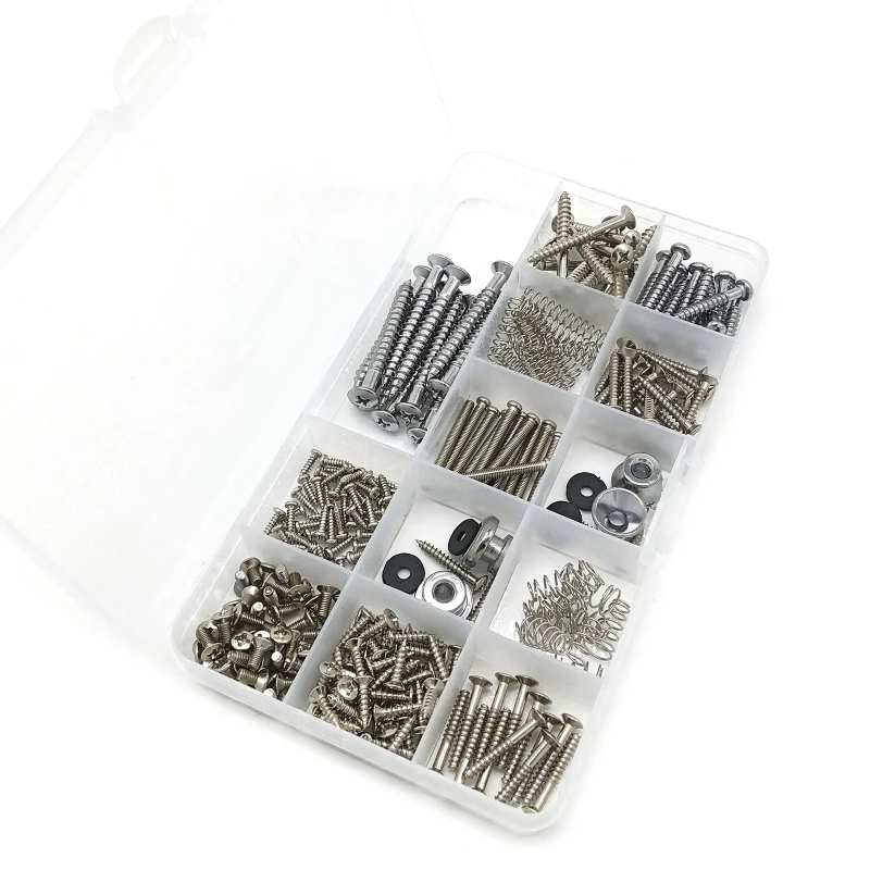 258 Pieces Guitar Screw Kit - 9 Types, Guitar Screws Assortment Set with Springs for Electric Guitar Switch, Neck Plate