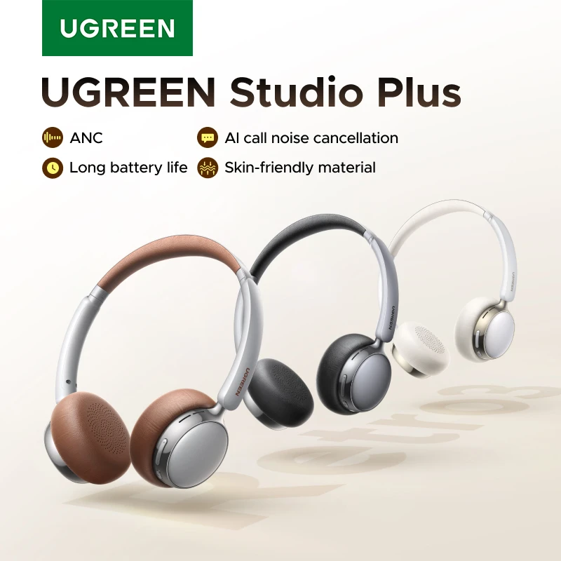 ugreen-anc-ワイヤレスヘッドホン、アクティブノイズキャンセリング、プレミアムオンイヤーbluetoothヘッドセット、カスタマイズ可能なサウンド、クラウドフォームコンフォート