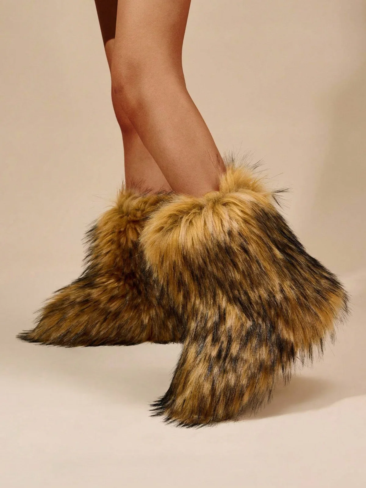 New Winter Faux Fur Lining Warm Casual Snow Boots, Fashion Mid-Calf Boots For Women, Christmas Vibe