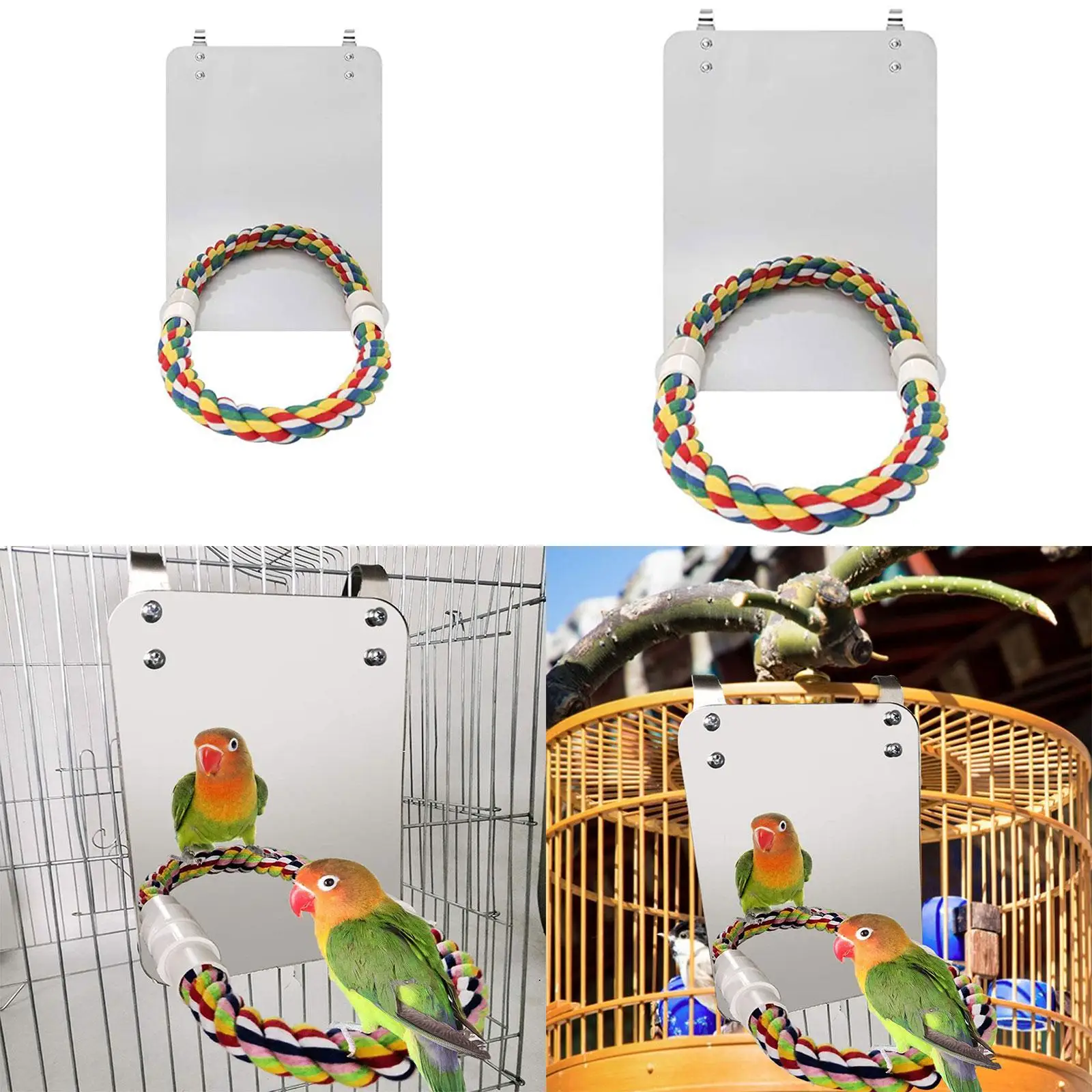 Bird Toy Standing Toy Climbing Toy Rest Equipment Novelty Parrot Stand Mirror Toy for Home Countertop Floor Porch Lovebirds