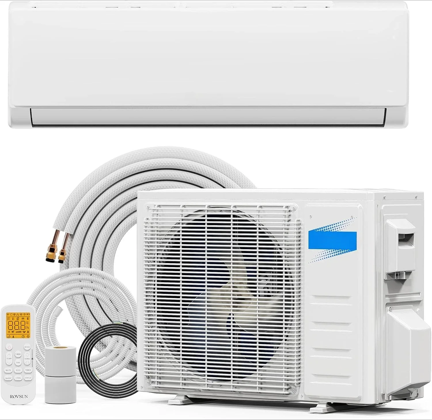 Mini sistema de calefacción/CA dividido de 9000 BTU con inversor, ahorro de energía 19 SEER2 115 V sin conducto con condensador precargado, bomba de calor