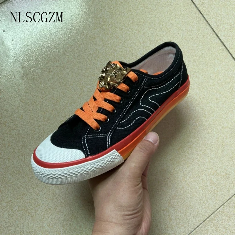 Rainbow shoes women luxury sneaker sports casual designer shoes breathable canvas women's vulcanize shoes size 35-40 black white