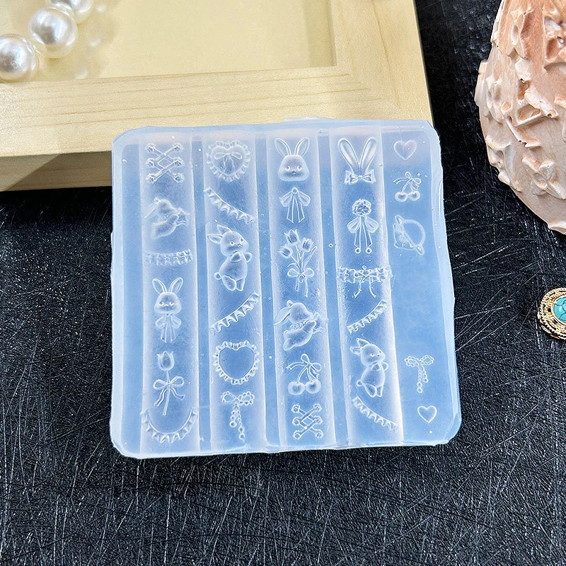 3D Silicone Nail Art Mold Cartoon Cute Dog Bear Cake Bread Relief Carving Diy Design Nail Parts Charm Decorations Manicure Tool